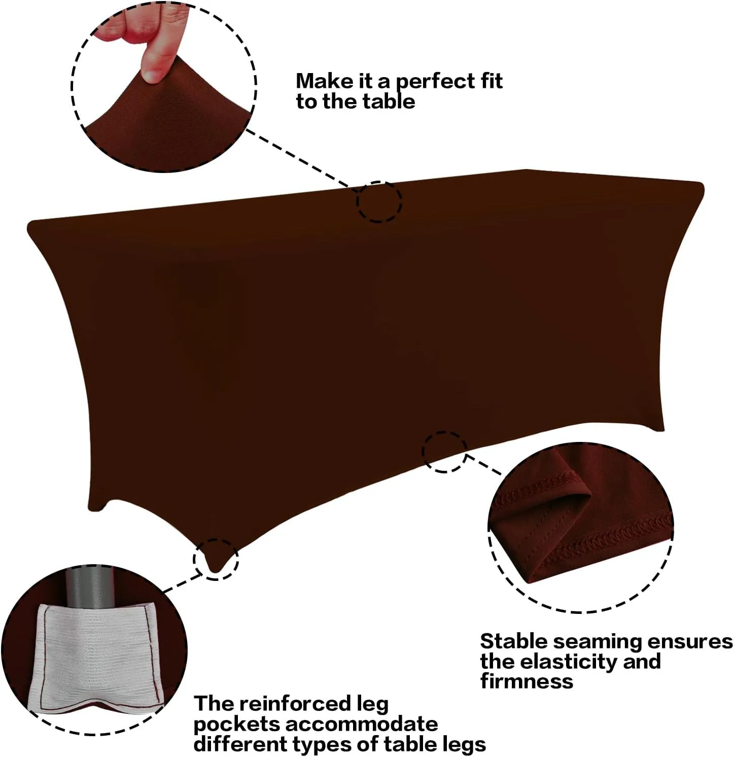 IVAPUPU 2 Pack 6FT Table Cloth for Rectangular Fitted Events Stretch Coffee Table Covers Washable Table Cover Spandex Tablecloth Table Protector for Party, Wedding, Cocktail, Banquet, Festival