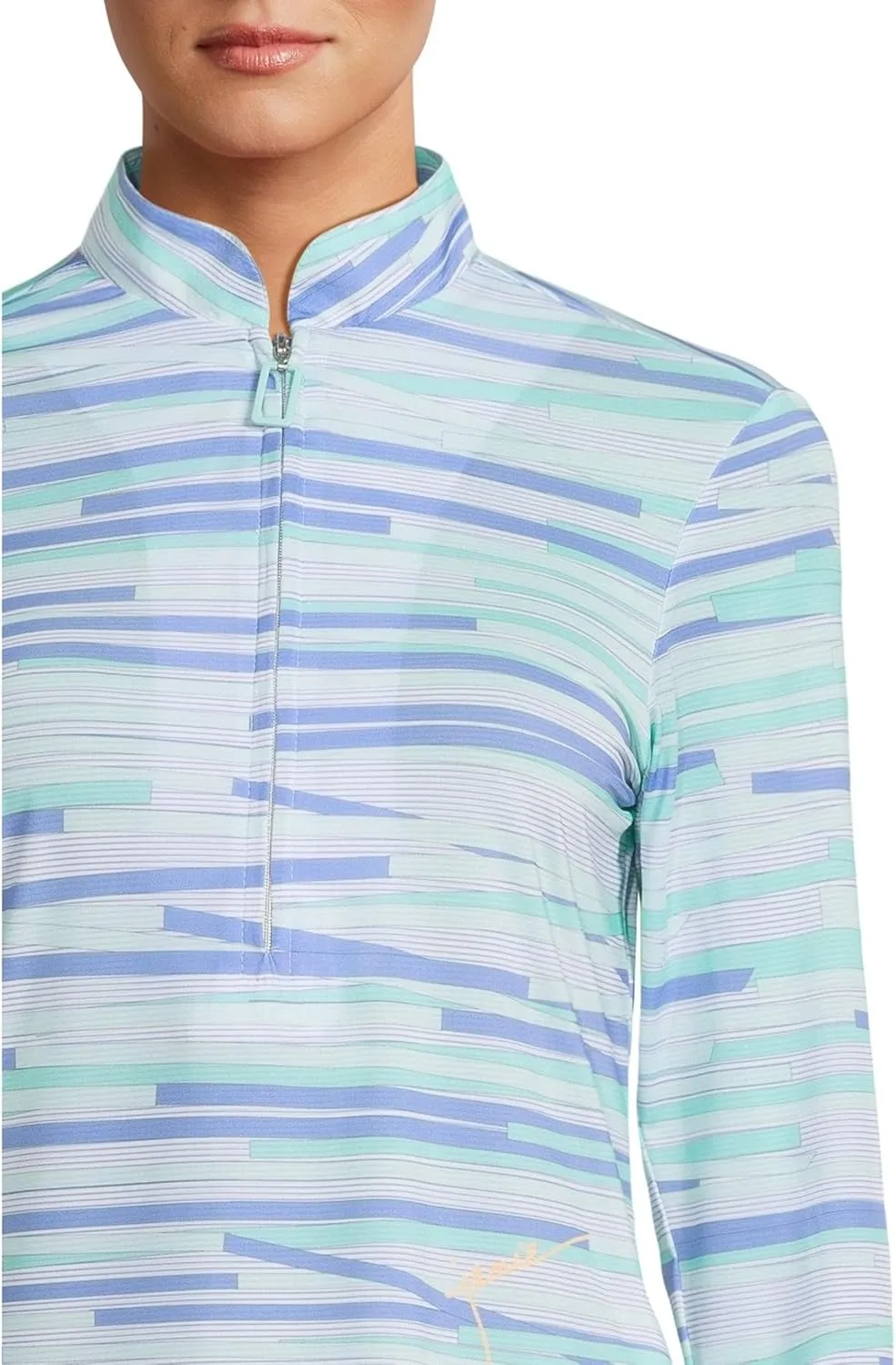 Jamie Sadock Women's Sunsense Chopstix Print Long Sleeve 1/4 Zip Sun Protection Top