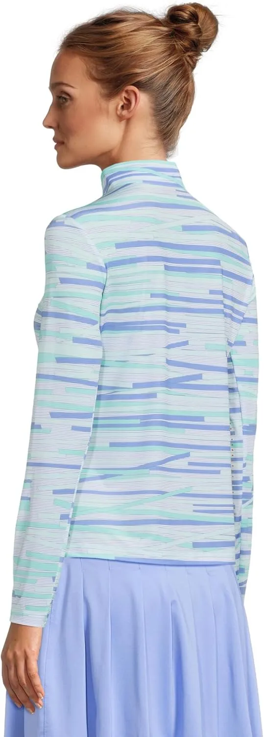 Jamie Sadock Women's Sunsense Chopstix Print Long Sleeve 1/4 Zip Sun Protection Top