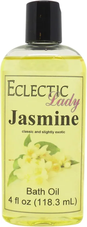 Jasmine Bath Oil by Eclectic Lady - Scented Bath Oil - Relaxing & Moisturizing Bathing Oil - Fragrance Body Oil for Dry & Rough Sensitive Skin - Body Daily Nourishing Shower Oil (4 oz)