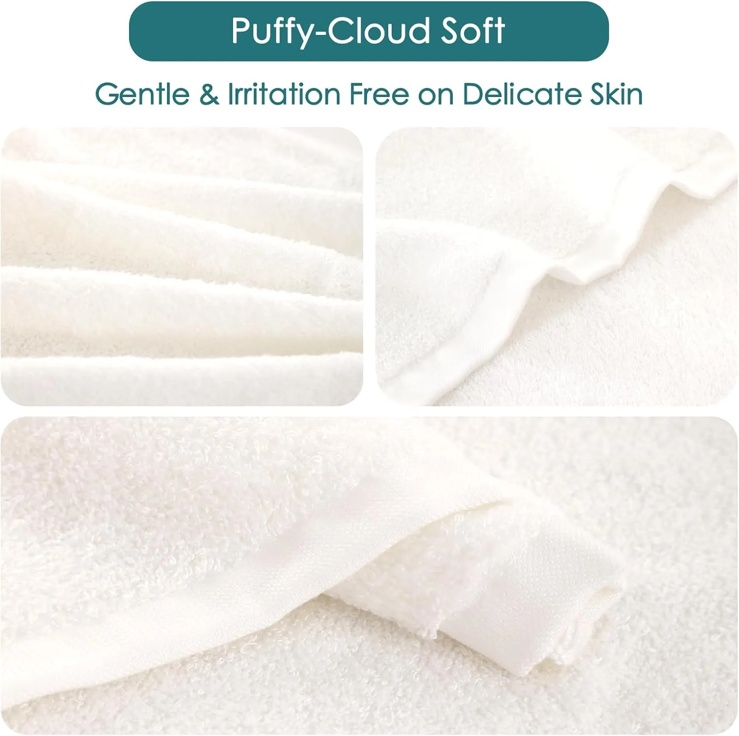 JEFFSUN Face Towels 6 Pack, 13x13 inch Extra Large White Wash Cloths on Sensitive Skin, Super Soft and Skin Friendly Bath Washcloths for Face and Body, Easy to Clean Quick Dry Facial Cleansing Cloths