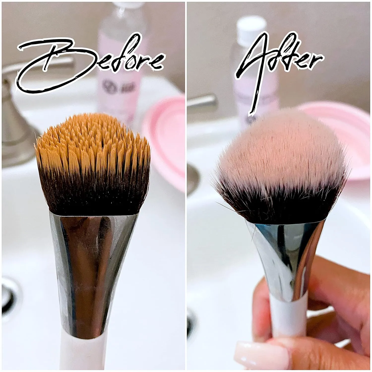 JEGO Makeup Brush Cleaner Solution - Sponge Cleaner - Make Up Brush Liquid Cleanser - Hypoallergenic & Plant-Based Solution Removes Makeup, Dirt, & Oil - 8 Oz (1 Bottle   Bowl)