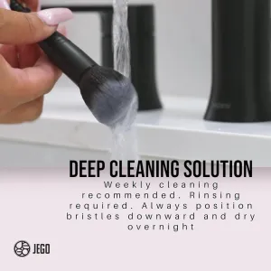 JEGO Makeup Brush Cleaner Solution - Sponge Cleaner - Make Up Brush Liquid Cleanser - Hypoallergenic & Plant-Based Solution Removes Makeup, Dirt, & Oil - 8 Oz (1 Bottle   Bowl)