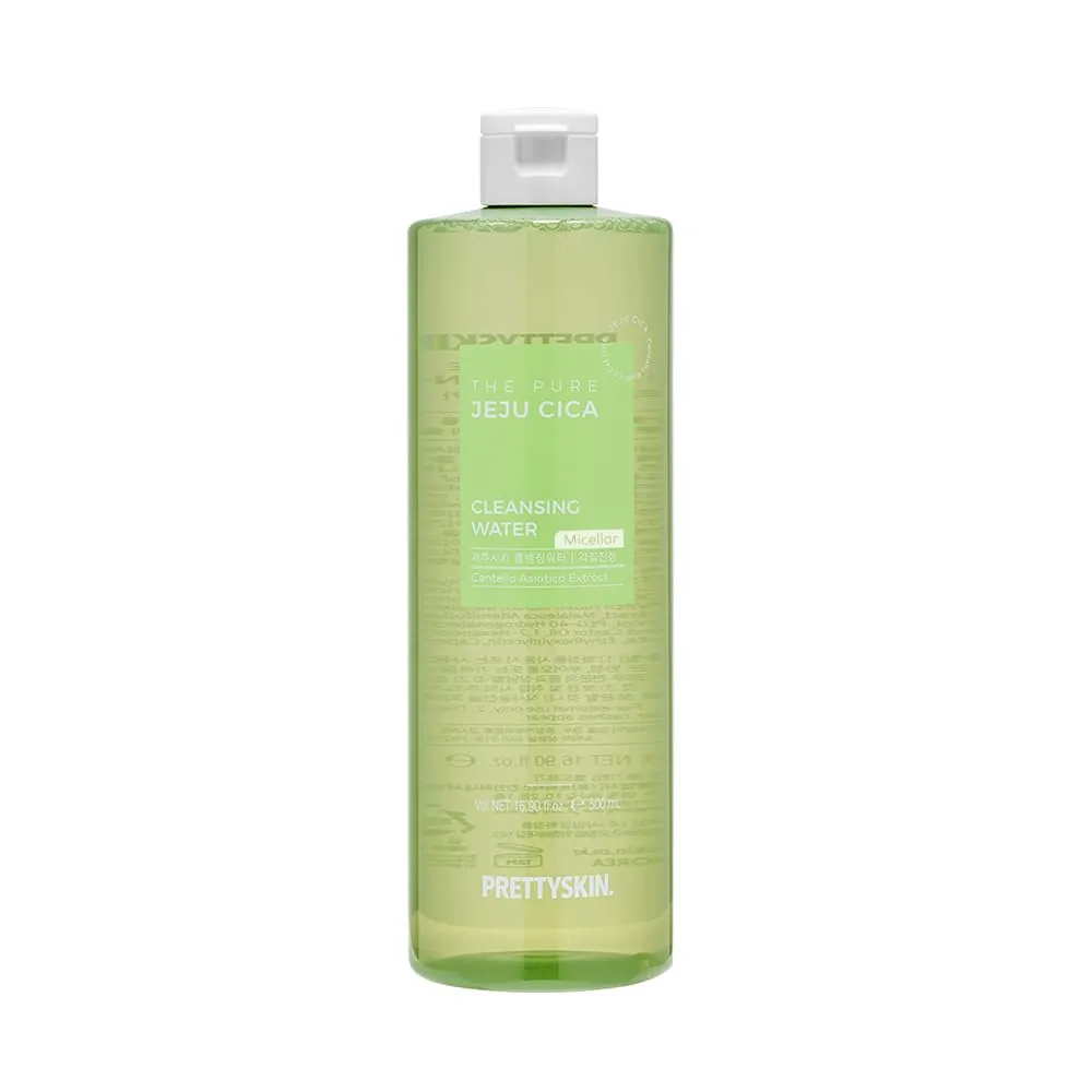 Jeju Cica Micellar Cleansing Water 16.9 fl.oz.(500ml) with Centella asiatica extract for Deep cleansing, Mild Cleansing, Korean skincare