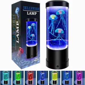 Jellyfish Lamp,7 Color Changing Aquarium Light,USB/Battery Bubble Jellyfish Night Light,Desk Mood Lamp for Home Bedroom Room Office,Tower Jelly Fish Light Lamp Present Decor for Kids Girls Adults Boys