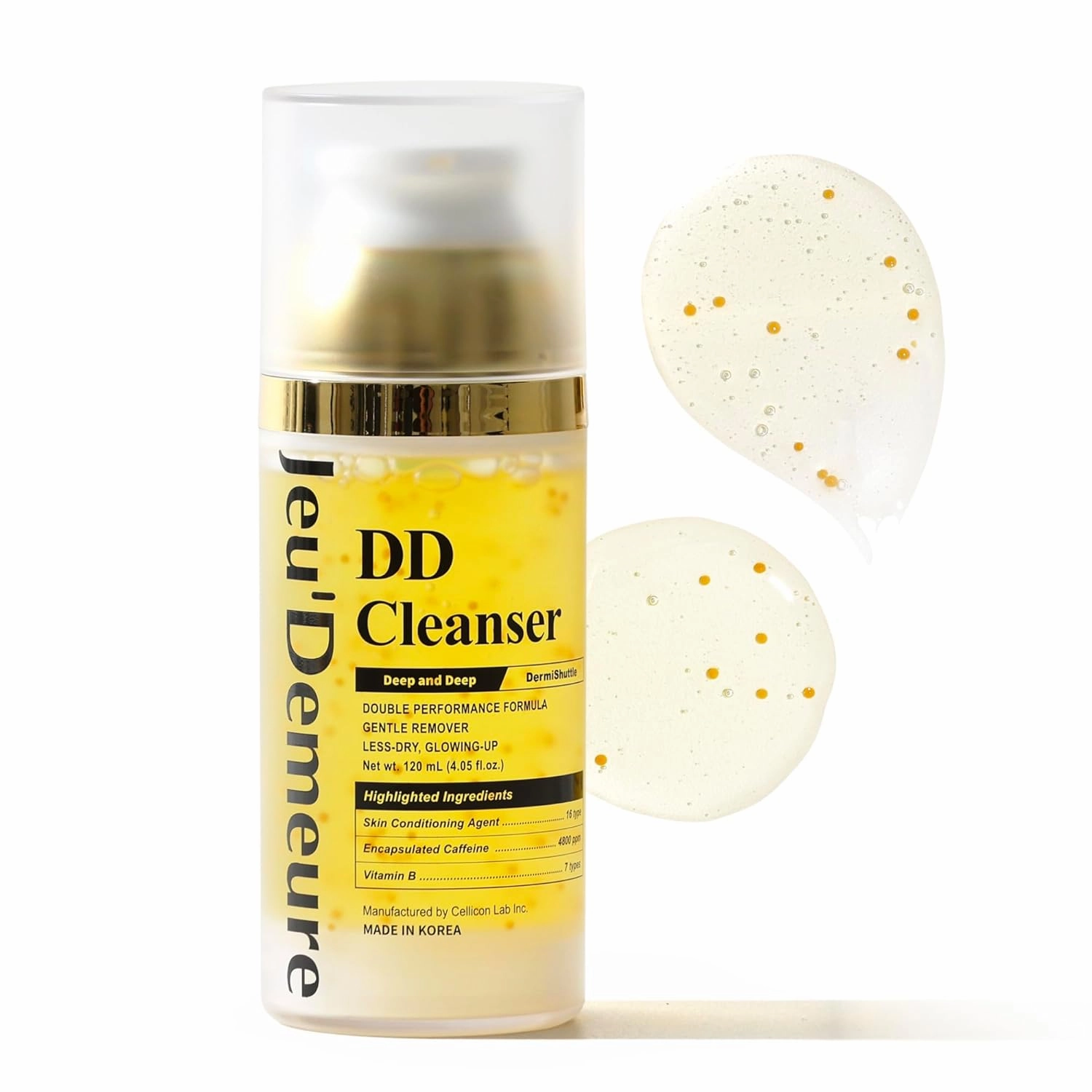 JEU'DEMEURE DermiShuttle DD Cleanser 120ml, Antioxidant Deep Pore & Makeup Remover Gel Wash, Caffeine, Niacinamide, Peptides, Hydrating, Non-Drying Cleanser for Sensitive Skin