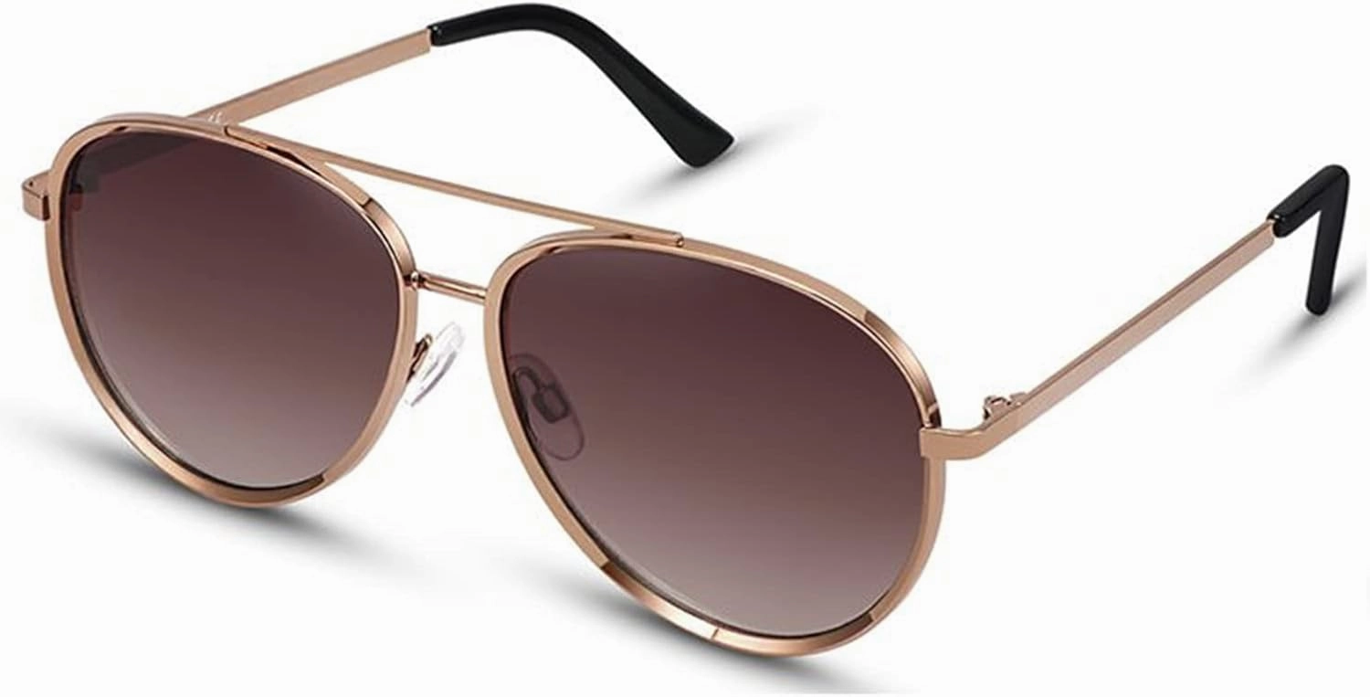Jeulia Metal Aviator Polarized Sunglasses UV Protection Glasses Mirrored Lens Eyewear Rimmed Design for Summer Holiday