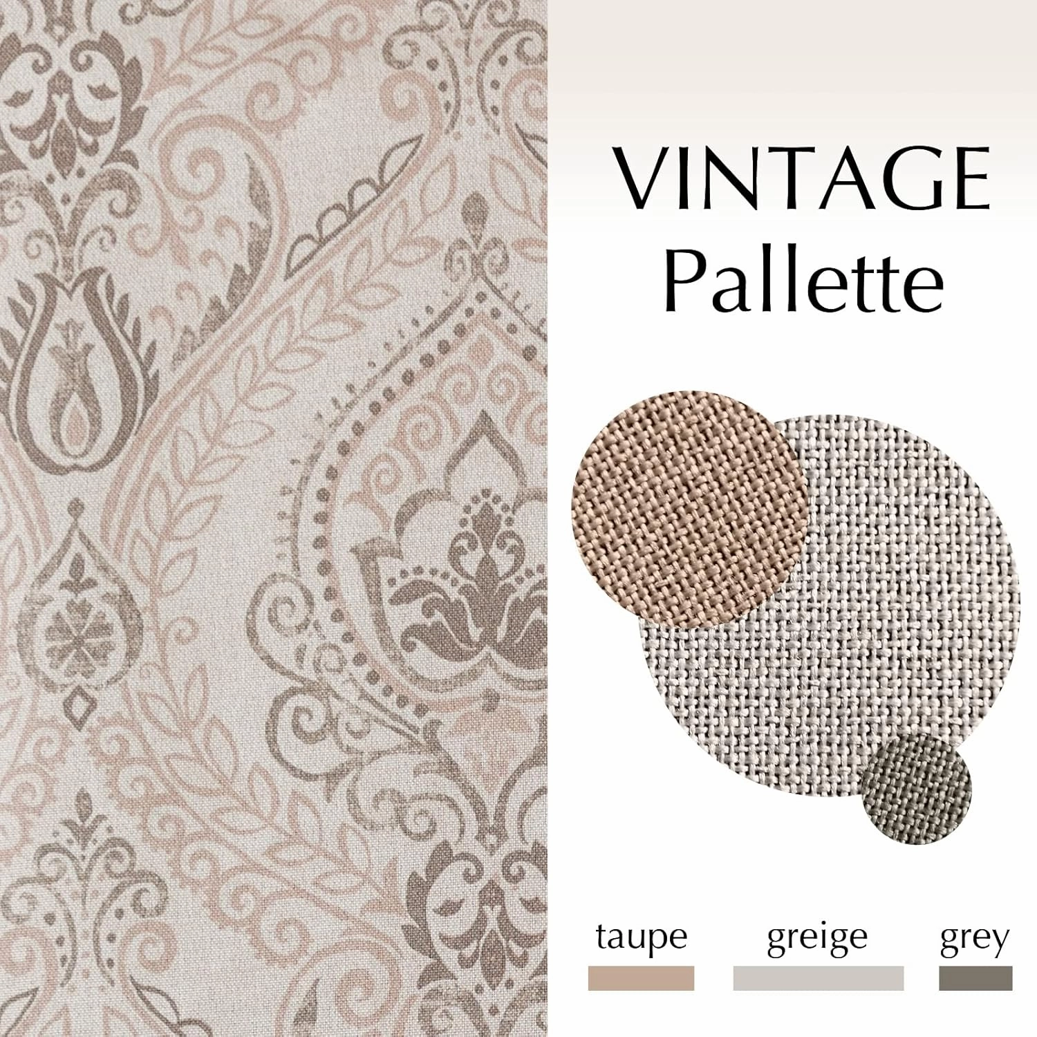 jinchan Farmhouse Taupe Curtains for Living Room Darkening 84 Inch Length, Medallion Drapes for Bedroom, Damask Pattern Window Treatments Vintage Polyester Textured Curtain Panels, 2 Panels