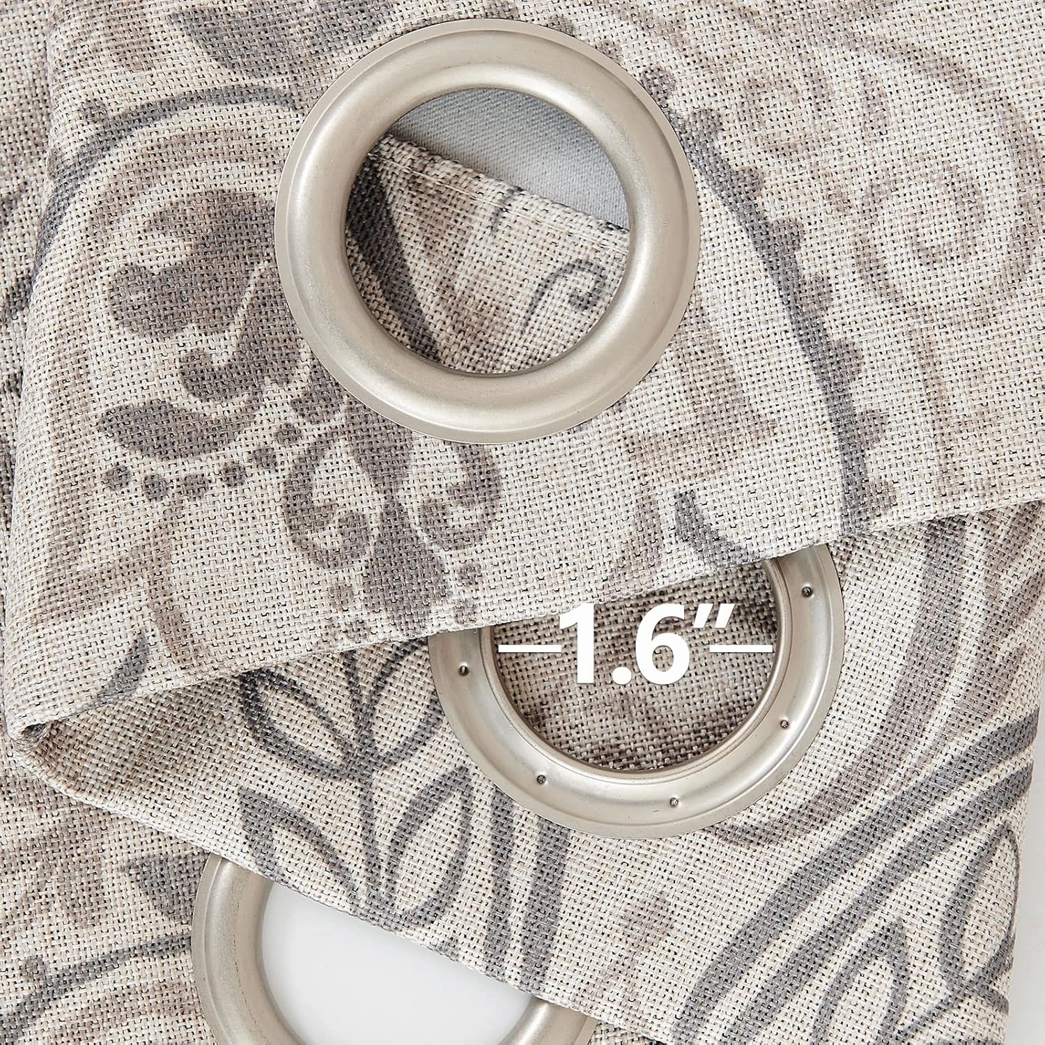 jinchan Linen Textured Curtains for Living Room Darkening 72 Inch Length, Medallion Drapes for Bedroom, Damask Pattern Window Treatments Vintage Curtain Panels, 2 Panels Grey on Greige
