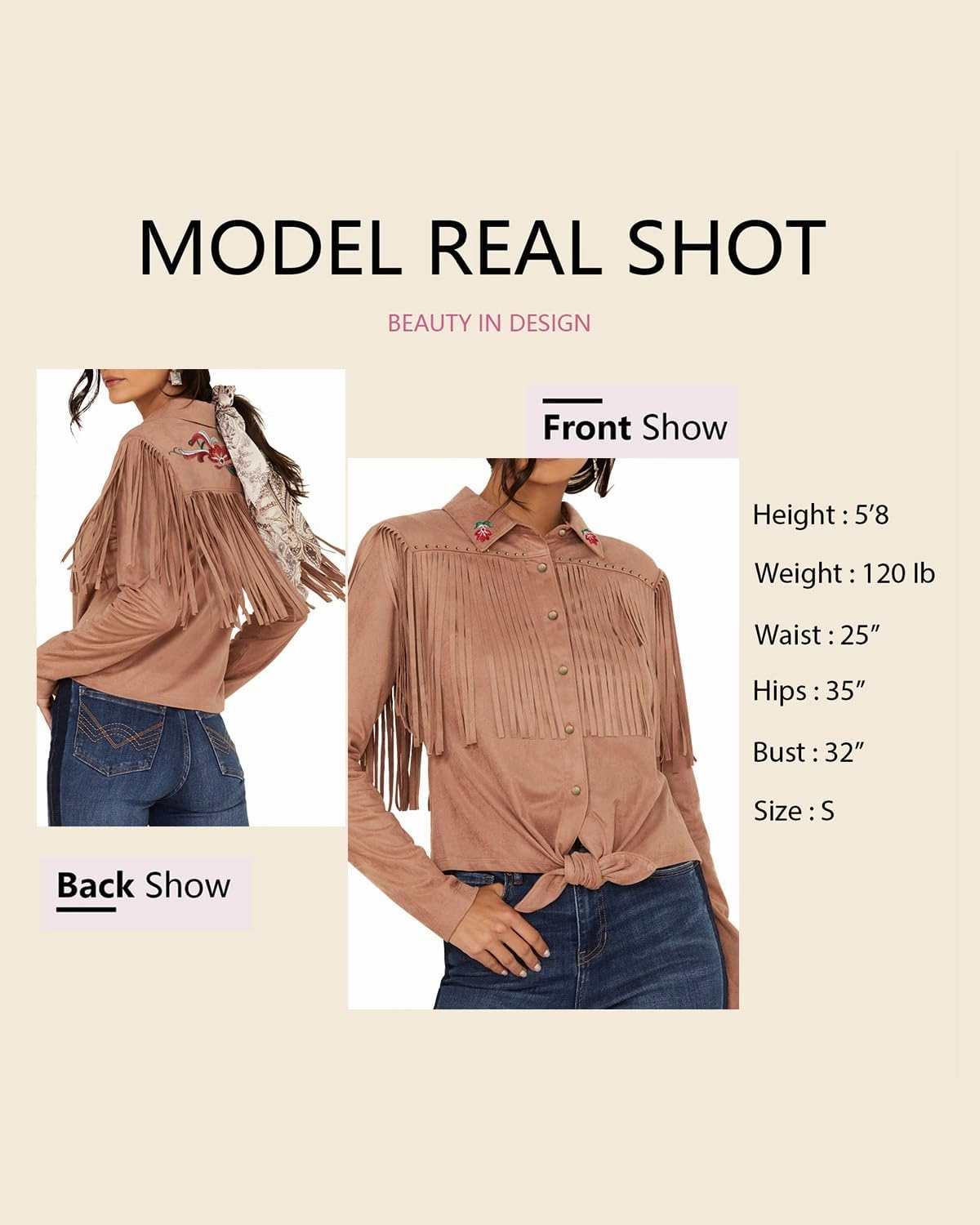 JOHN MOON Womens Suede Fringe Western Long Sleeve Shirt with Studs Embroidered Cowgirl Snap Blouse Tops Country Style Outfits
