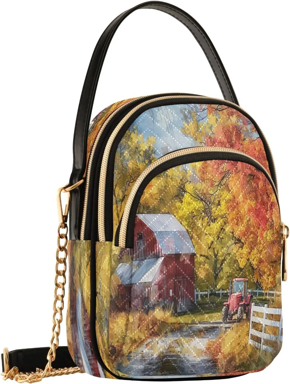 Joisal Rainbow Colored Tree Women Crossbody Bags Triple Zip Women's Shoulder Bag, Womans Purses