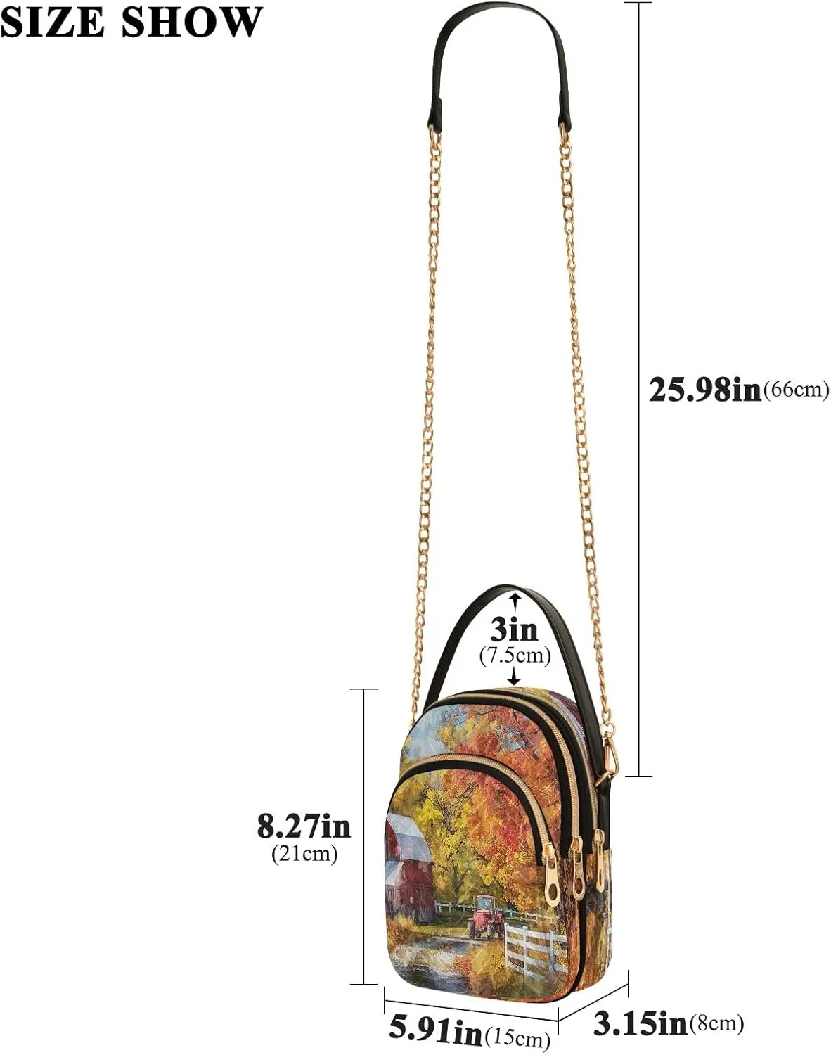 Joisal Rainbow Colored Tree Women Crossbody Bags Triple Zip Women's Shoulder Bag, Womans Purses