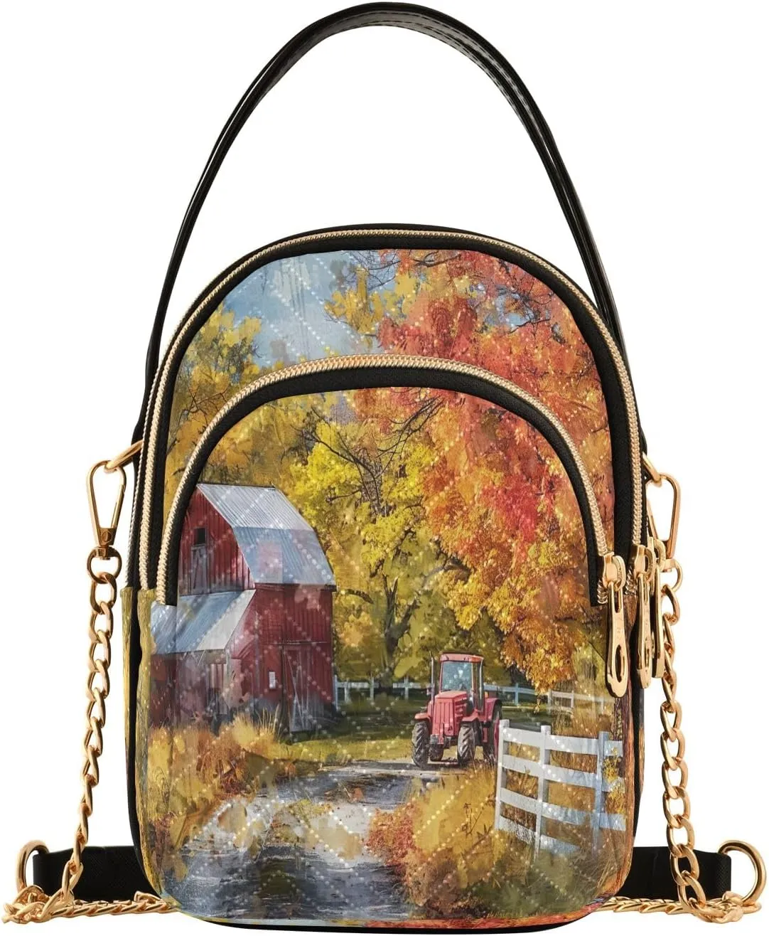 Joisal Rainbow Colored Tree Women Crossbody Bags Triple Zip Women's Shoulder Bag, Womans Purses