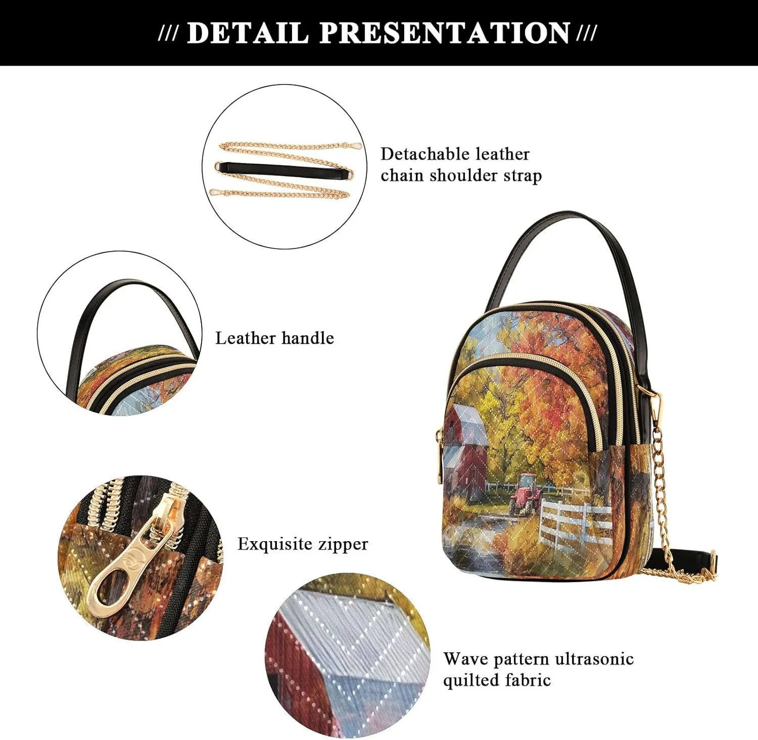 Joisal Rainbow Colored Tree Women Crossbody Bags Triple Zip Women's Shoulder Bag, Womans Purses