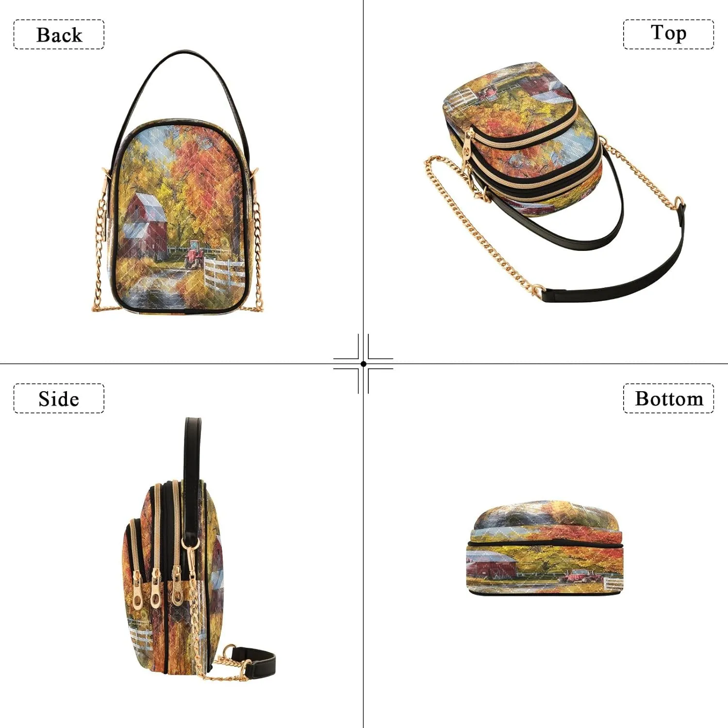 Joisal Rainbow Colored Tree Women Crossbody Bags Triple Zip Women's Shoulder Bag, Womans Purses