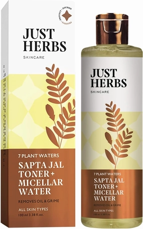 Ju.st He.rbs Sapta Jal Ayurvedic Toner   Micellar Water for Skin Nourishing, Cleansing, Makeup Remover for Women Suitable All Skin Types 100 ml