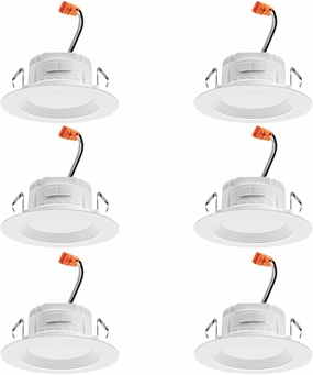 Juno RB4 SWW5 CP6 MW M2 RetroBasics Downlight Trim Kit, Switchable LED White, Baffle Trim, Switchable CCT, 2700K, 3000K, 4000K, and 5000K, 4-Inch, 6-Pack, Matte White