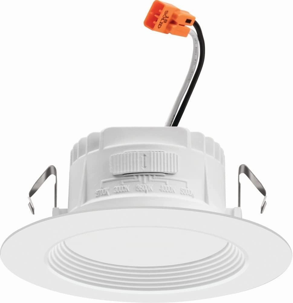 Juno RB4 SWW5 CP6 MW M2 RetroBasics Downlight Trim Kit, Switchable LED White, Baffle Trim, Switchable CCT, 2700K, 3000K, 4000K, and 5000K, 4-Inch, 6-Pack, Matte White