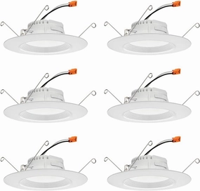 Juno RB56 SWW5 CP6 MW M2 RetroBasics Downlight Trim Kit, Switchable LED White, Baffle Trim, Switchable CCT, 2700K, 3000K, 4000K, and 5000K, 5- to 6-Inch, 6-Pack, Matte White