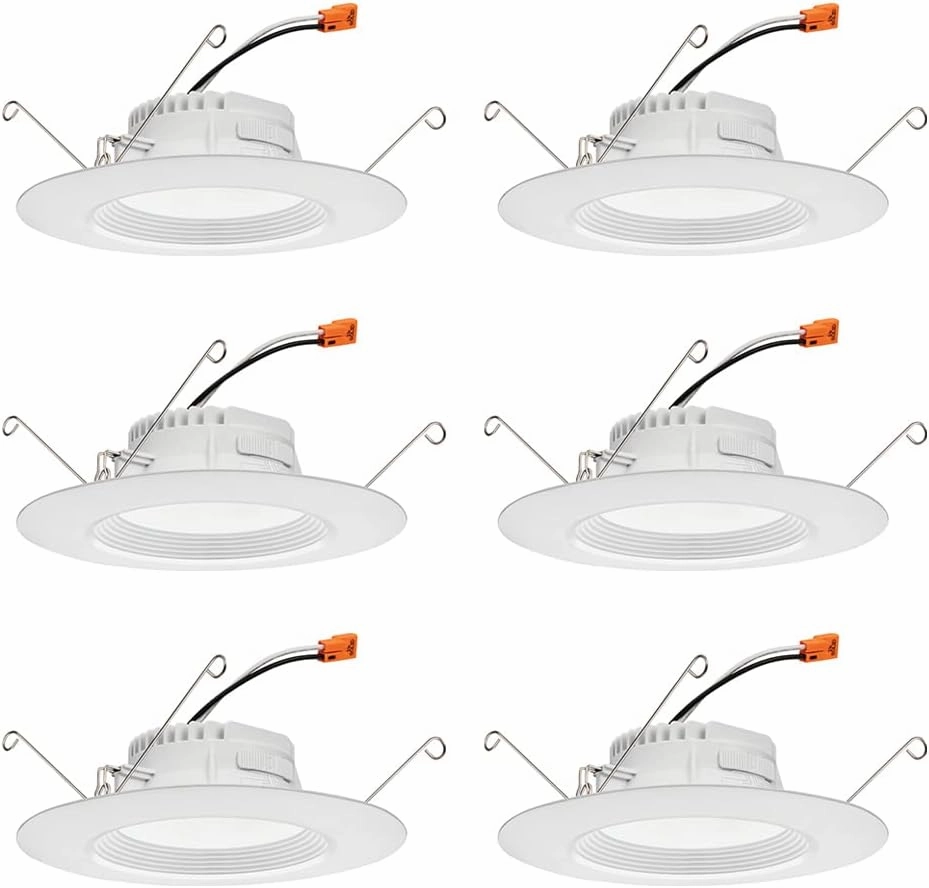 Juno RB56 SWW5 CP6 MW M2 RetroBasics Downlight Trim Kit, Switchable LED White, Baffle Trim, Switchable CCT, 2700K, 3000K, 4000K, and 5000K, 5- to 6-Inch, 6-Pack, Matte White