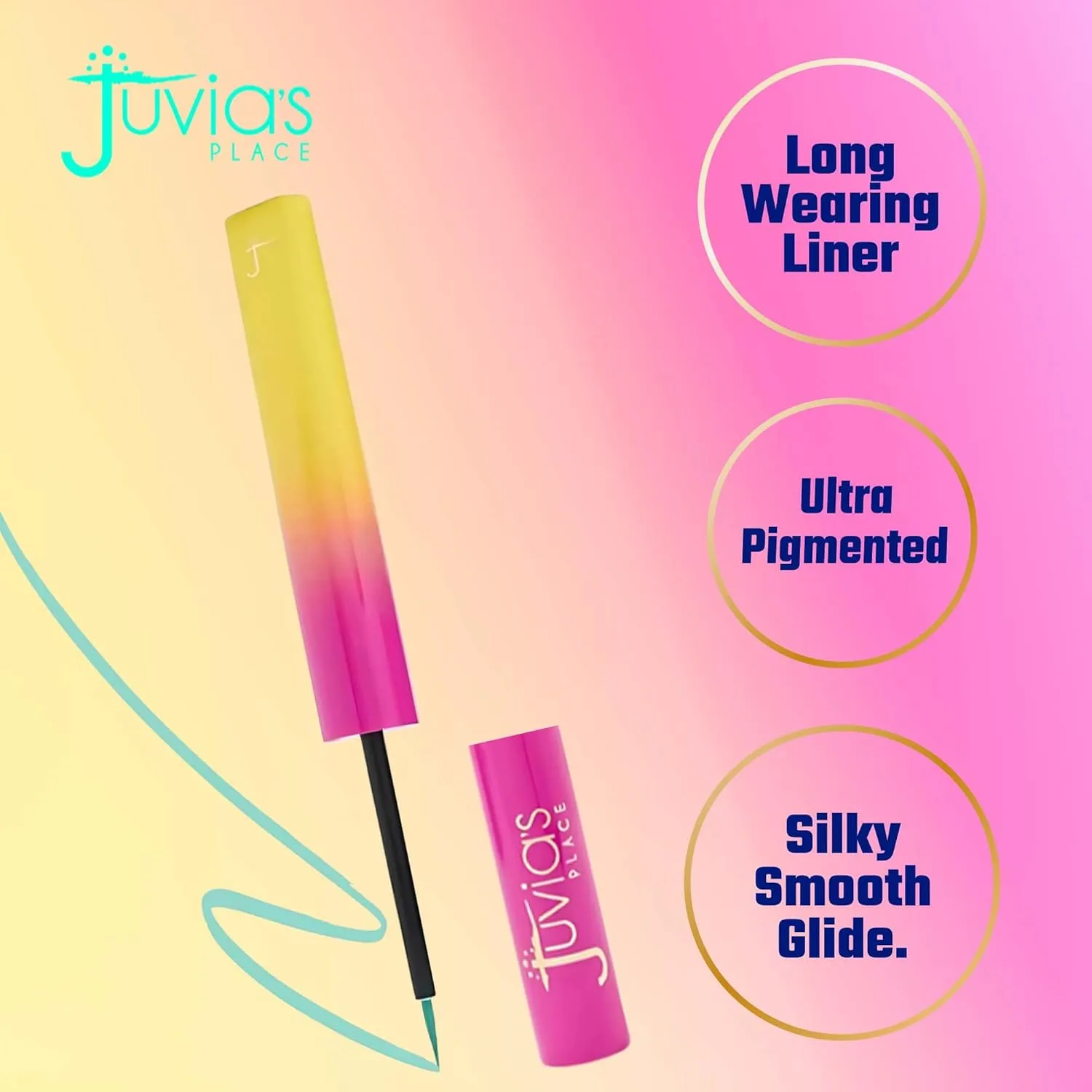 Juvia's Place Garden Of Juvia's Liquid Liner Aqua - Bright Aqua Blue, Long-lasting, Intense Color Liquid Makeup, Cruelty-free, Smudge-proof Makeup