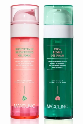 K-Beauty Rose Vitamin   Cica Biome Foam Gift Set | Daily Face Wash - Oil Based Cleanser to Foam | Korean Skin Care for Dry Sensitive Skin | Face Cleanser Bundle