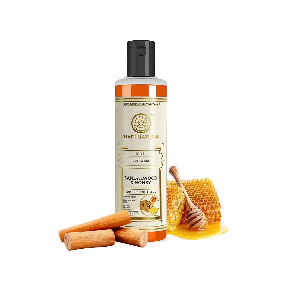 K.hadi Natu.ral Sandalwood & Honey Face Wash | Reduces Scars, Blemishes | For Healthy, Radiant Skin | Suitable for All Skin Types | 210 ml