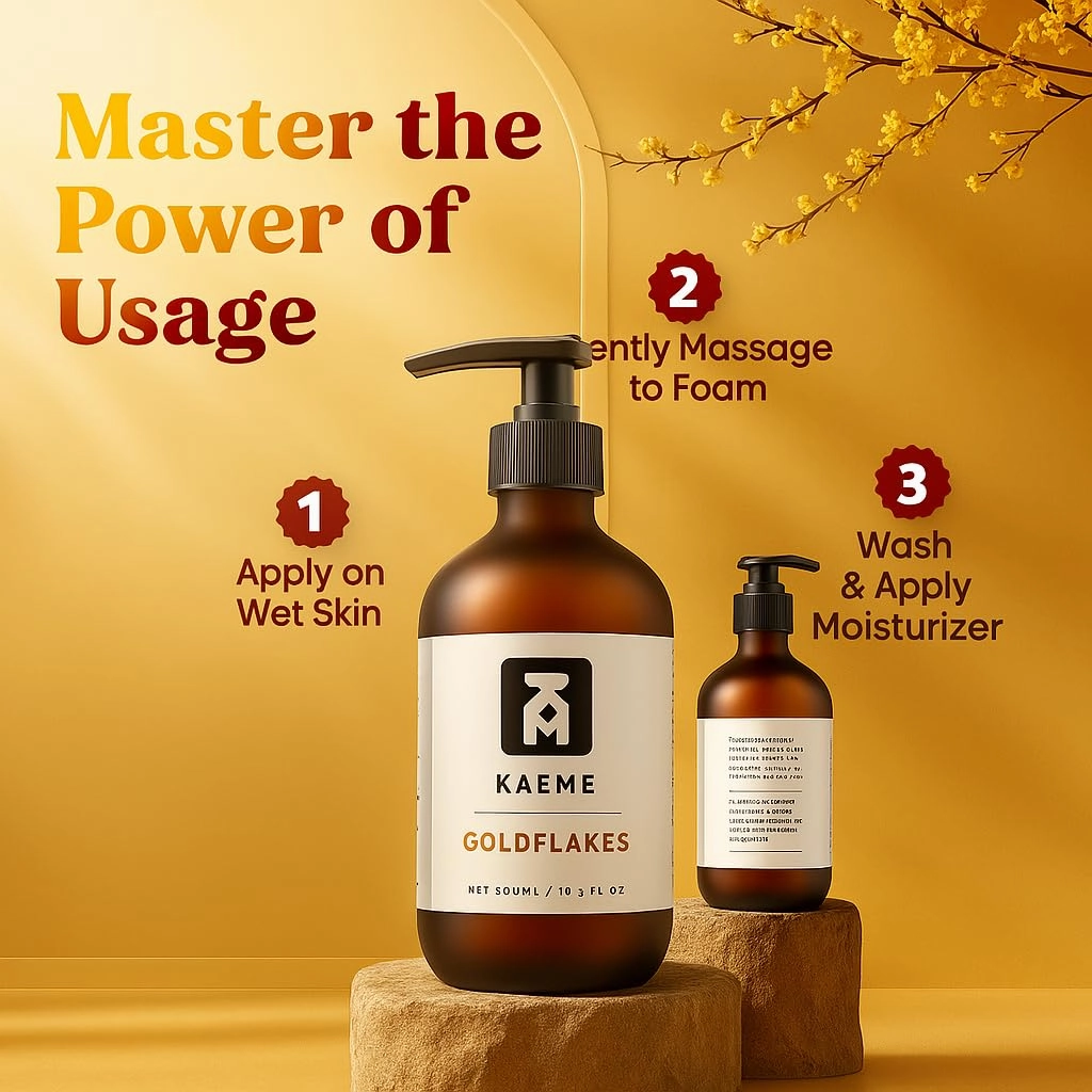 KAEME GOLDFLAKES BLACK SOAP BODY WASH-Handmade|Body Wash|Dye Free|Nourishing|Soothing|Ose Dudu|Pimple|Eczema|Acne|Plant Based|Anti-Bacterial|Herbal|Rashes - 500mL /16.9Fl oz)