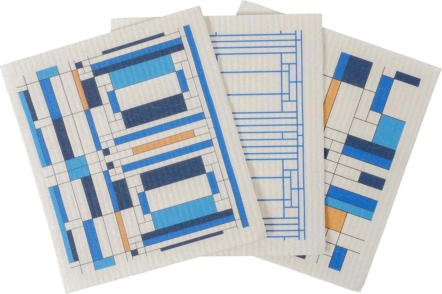 KAF Home Frank Lloyd Wright Swedish Dish Cloths (6.7 x 7.5-inch) - Set of 3 Reusable, Absorbent Cellulose Sponge Towels for Kitchen, Cleaning Counters, and Washing Dishes (Oak Park)