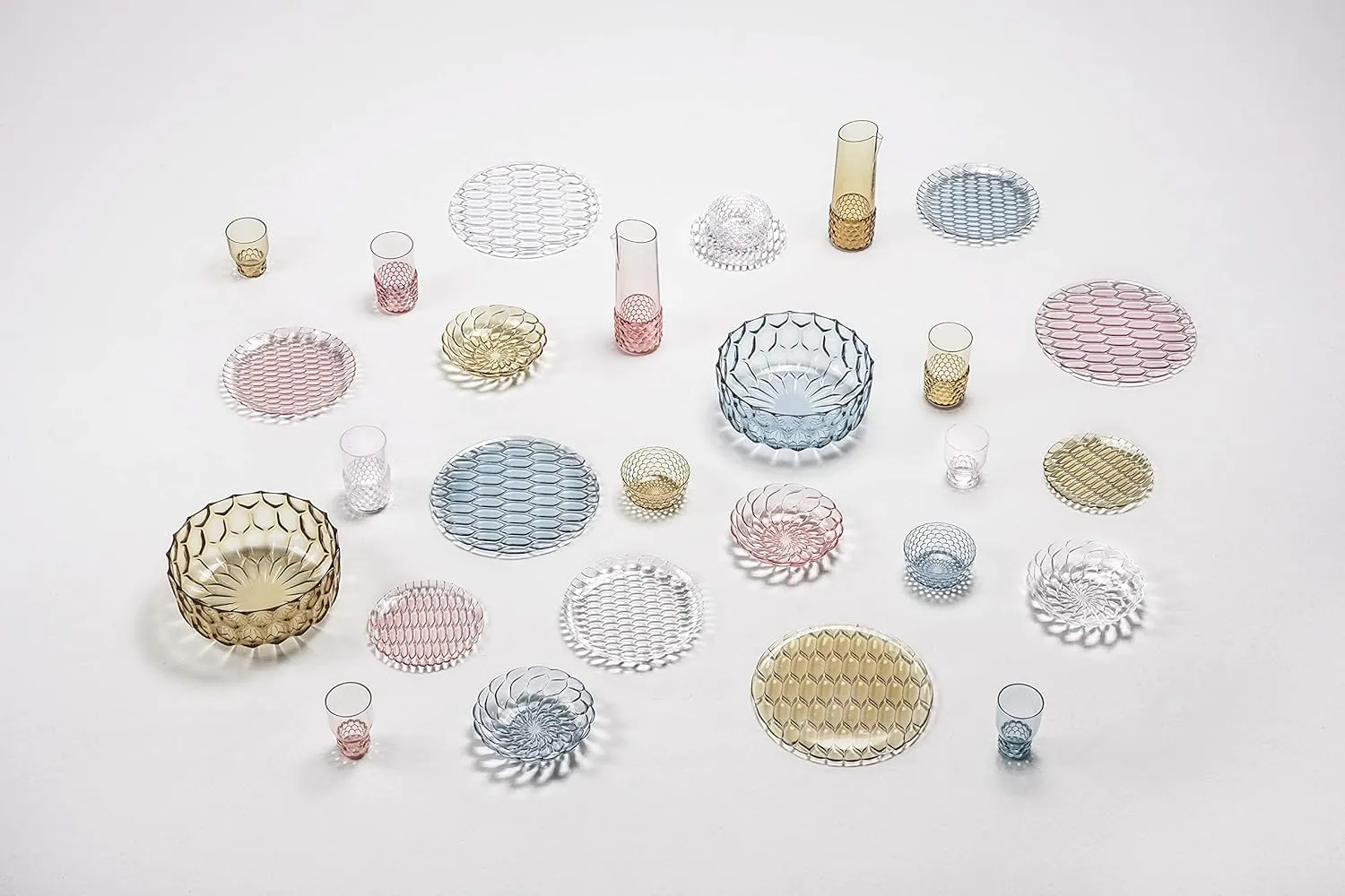 Kartell Jellies Family Plate by Patricia Urquiola, Pack of 4, Transparent Crystal