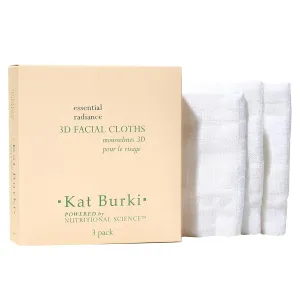 Kat Burki 100% Cotton Facial Cloths - Gentle & Effective Cloth to Erase Waterproof Mascara, Eyeliner, Foundation & Lipstick, 3 Pack