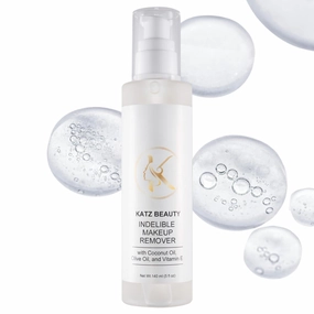 Katz Beauty Indelible Makeup Remover, 5 fl oz - Oil-Based Waterproof Eye & Face Cleanser with Olive Oil, Jojoba & Vitamin E for Sensitive Skin, Non-Greasy