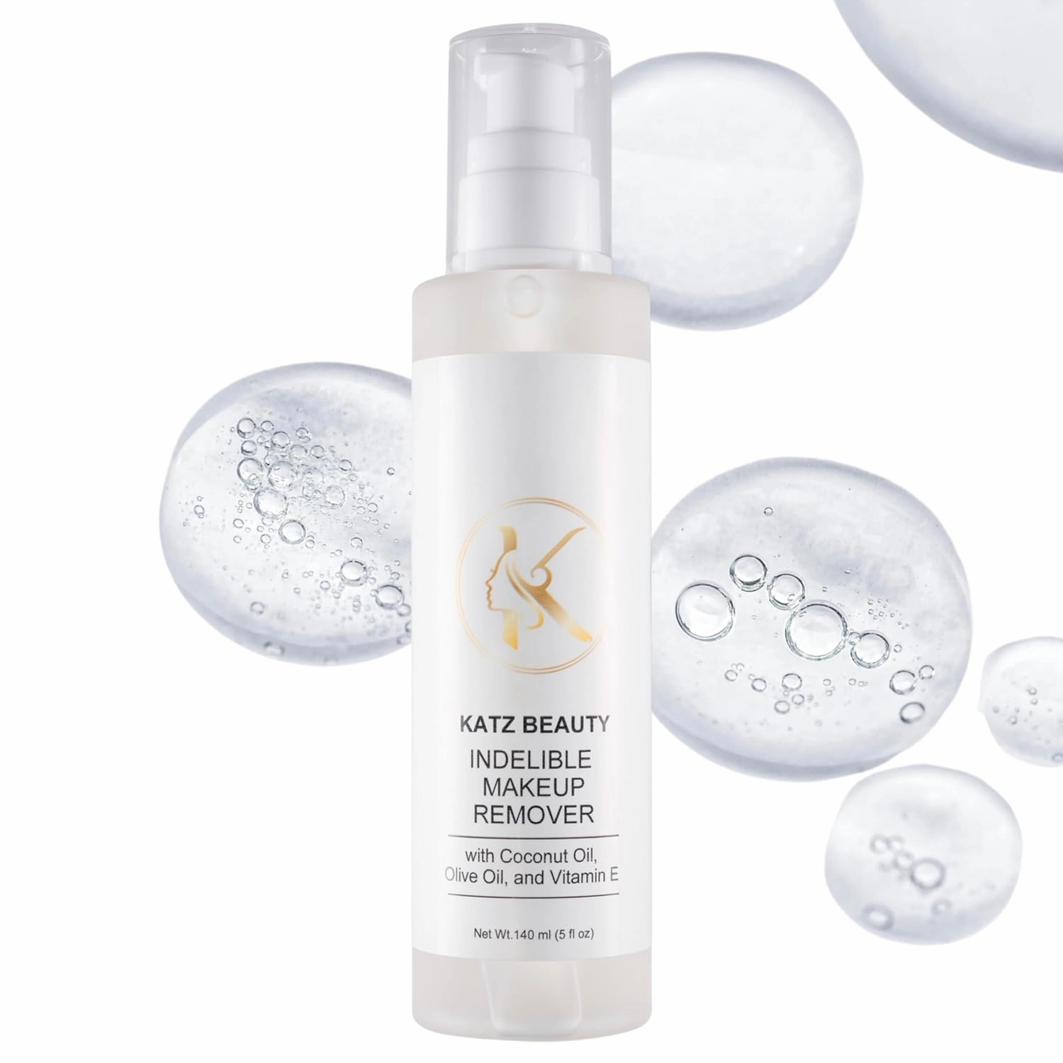 Katz Beauty Indelible Makeup Remover, 5 fl oz - Oil-Based Waterproof Eye & Face Cleanser with Olive Oil, Jojoba & Vitamin E for Sensitive Skin, Non-Greasy