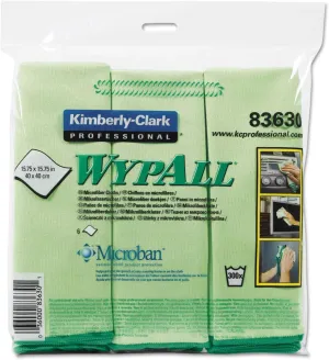 Kimberly-Clark Cloths w/Microban, Microfiber 15 3/4 x 15 3/4, Green, 6/Pack 83630
