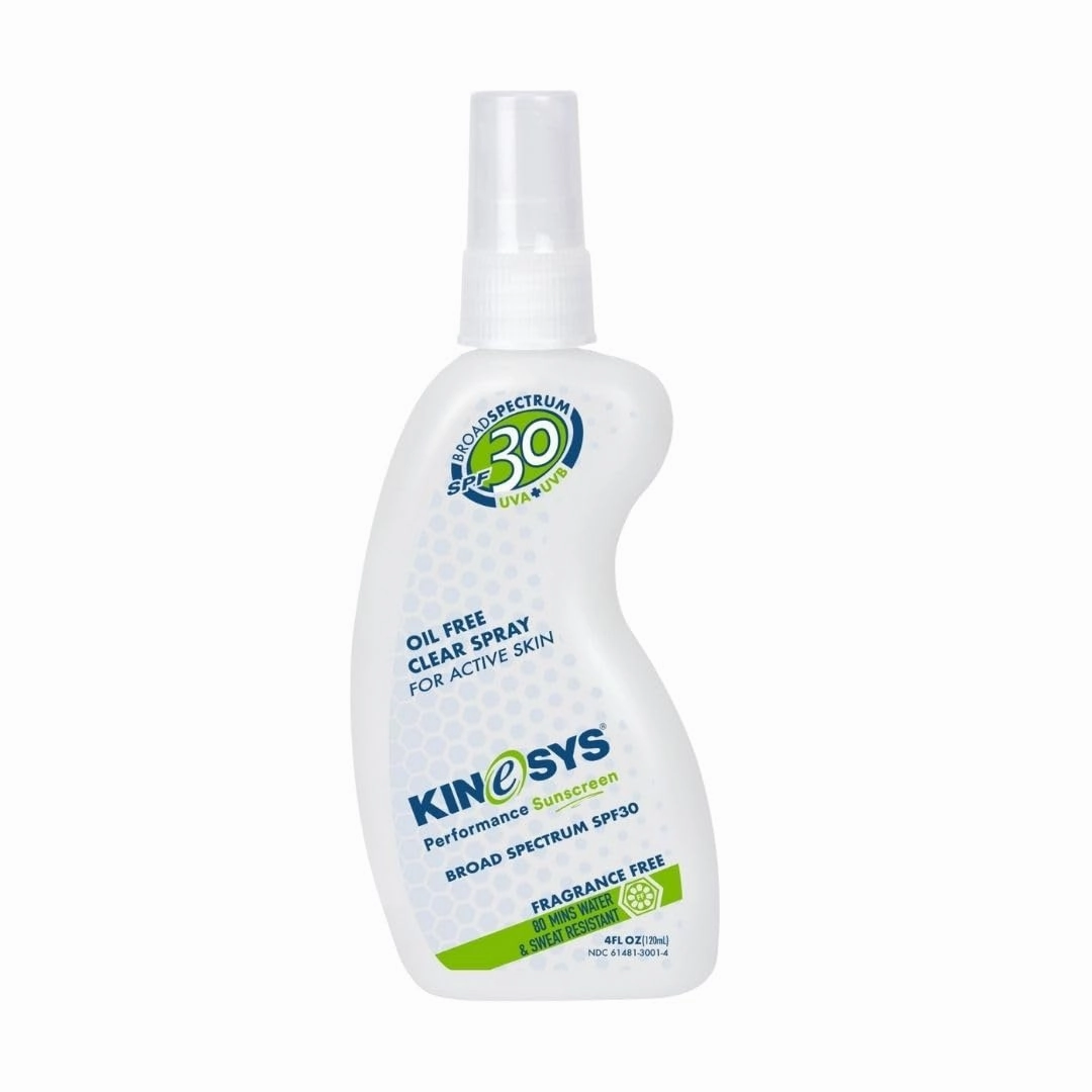 KINeSYS Fragrance Free Clear Spray Sunscreen for sensitive skin, SPF 30, Hypoallergenic, Broad Spectrum UVA/UVB protection for Face & Body, PABA and Oxybenzone FREE, 700  Sprays, 4 Fl Oz/120 mL