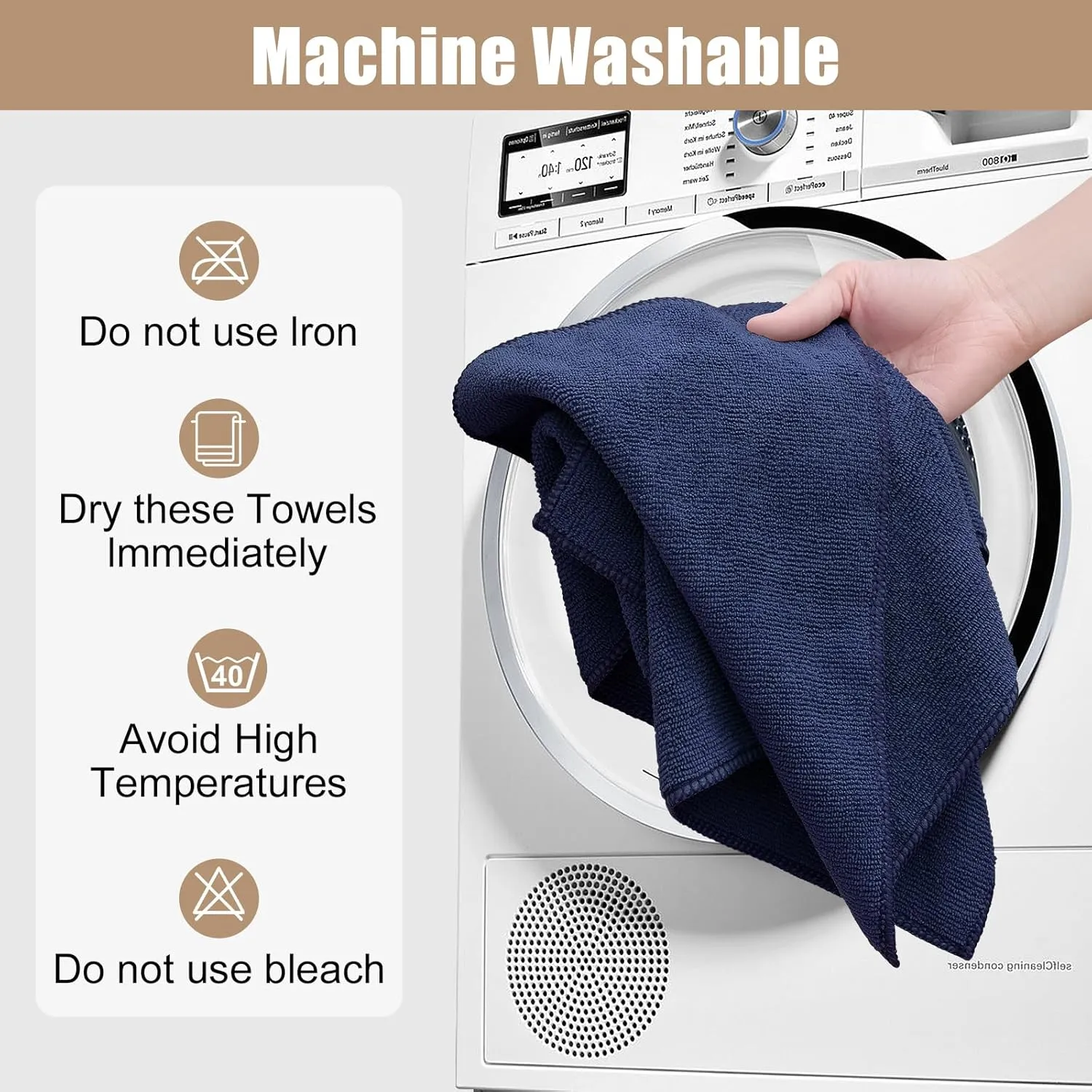 Kitinjoy 24 Pack Microfiber Cleaning Cloth(12 x 12 Inches, Navy Blue), Ultra Soft and Absorbent Cleaning Rags, Reusable and Non-Linting dust Removal Cleaning Cloths for Car, House, Kitchen