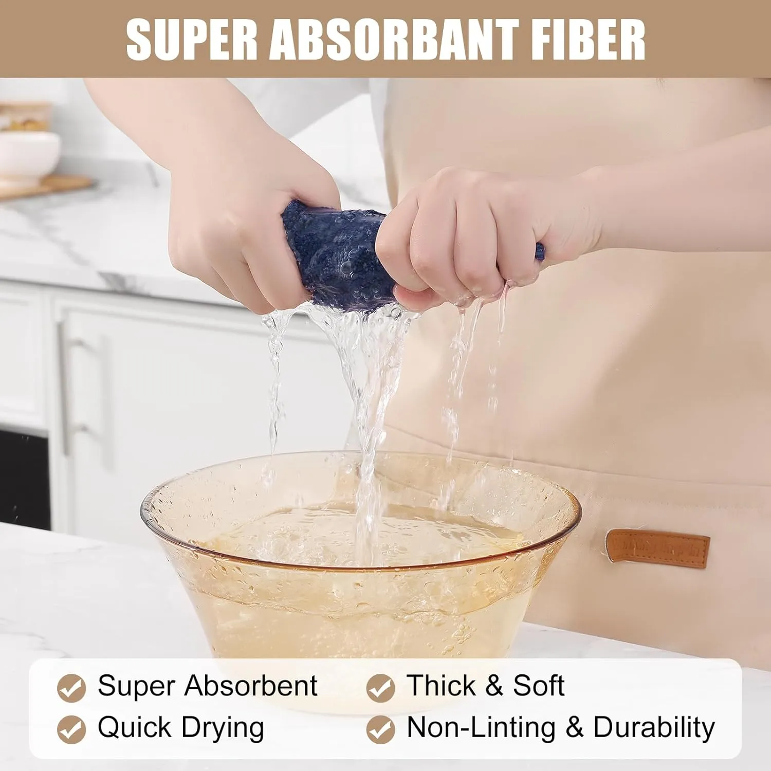Kitinjoy 24 Pack Microfiber Cleaning Cloth(12 x 12 Inches, Navy Blue), Ultra Soft and Absorbent Cleaning Rags, Reusable and Non-Linting dust Removal Cleaning Cloths for Car, House, Kitchen
