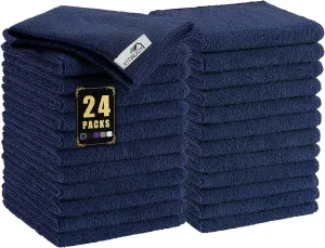 Kitinjoy 24 Pack Microfiber Cleaning Cloth(12 x 12 Inches, Navy Blue), Ultra Soft and Absorbent Cleaning Rags, Reusable and Non-Linting dust Removal Cleaning Cloths for Car, House, Kitchen