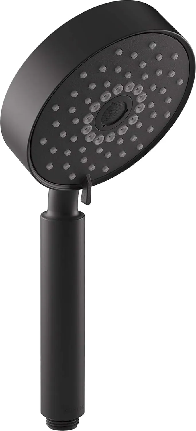 KOHLER 22166-BL Purist Four-Function Handshower, Handheld Showerhead with 3 Spray Settings, 2.5 GPM, Matte Black