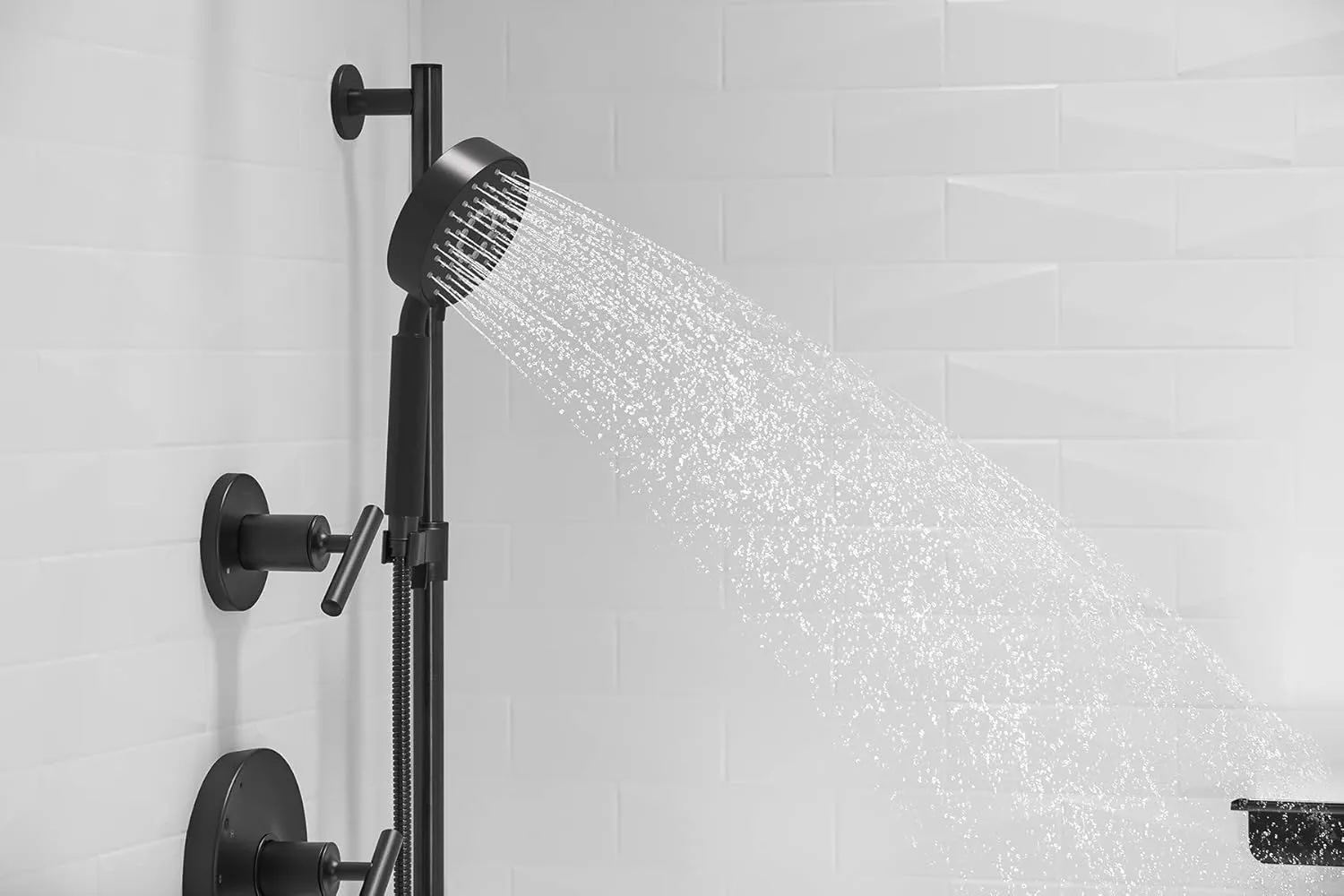 KOHLER 22166-BL Purist Four-Function Handshower, Handheld Showerhead with 3 Spray Settings, 2.5 GPM, Matte Black