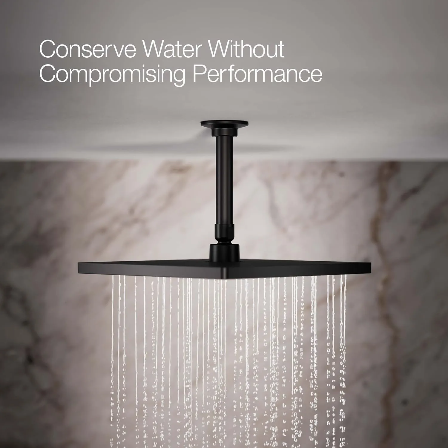KOHLER 26149-BL Honesty Square 10" Single-Function RAIN HEAD, Full Coverage Spray SHOWERHEAD with Easy-to-clean Surface, Matte Black, 2.5 GPM