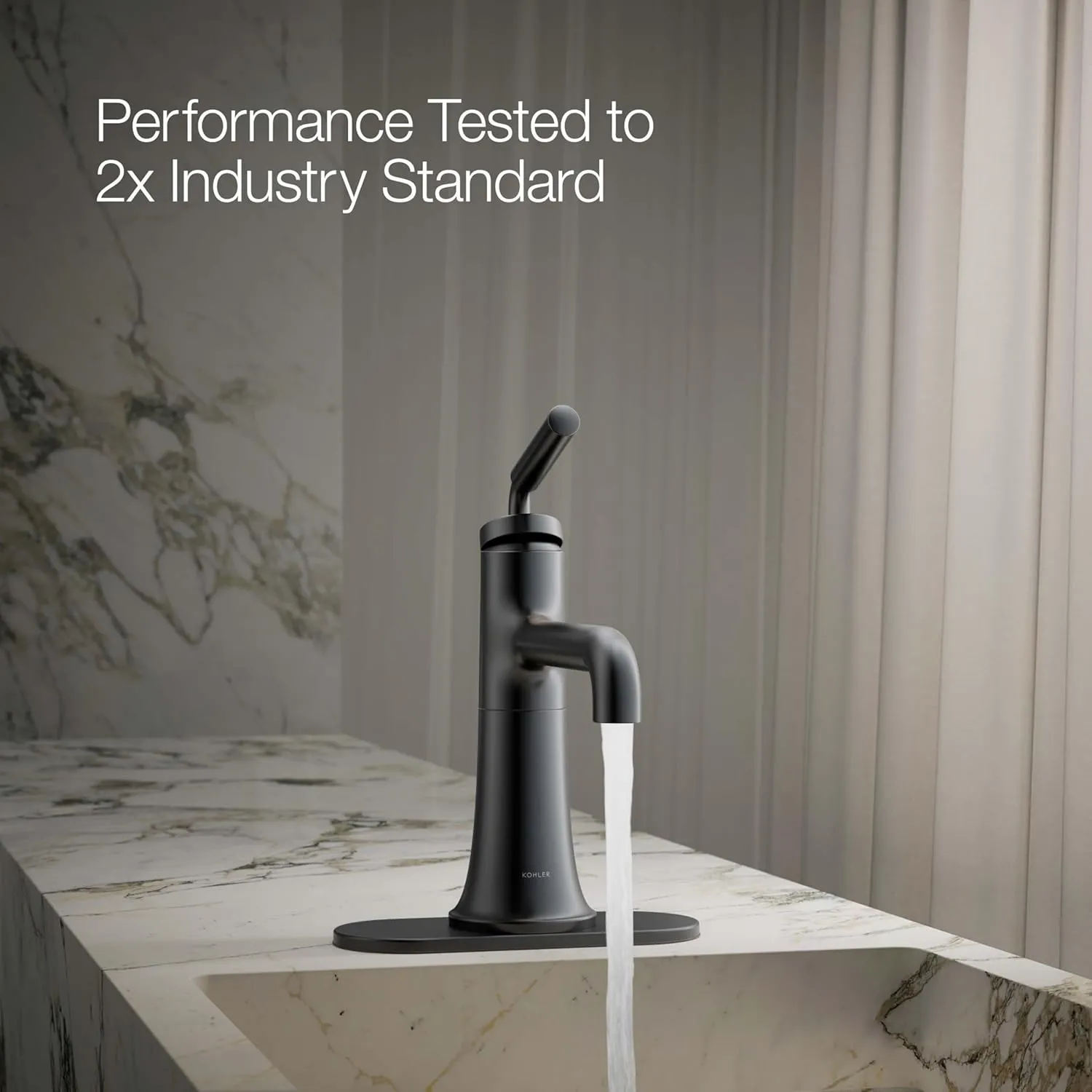Kohler 27415-4K-BL Tone Bathroom Sink Faucet, 1 Hole, Single-Handle Bathroom Faucets with Clicker Drain, 1.0 GPM, Matte Black