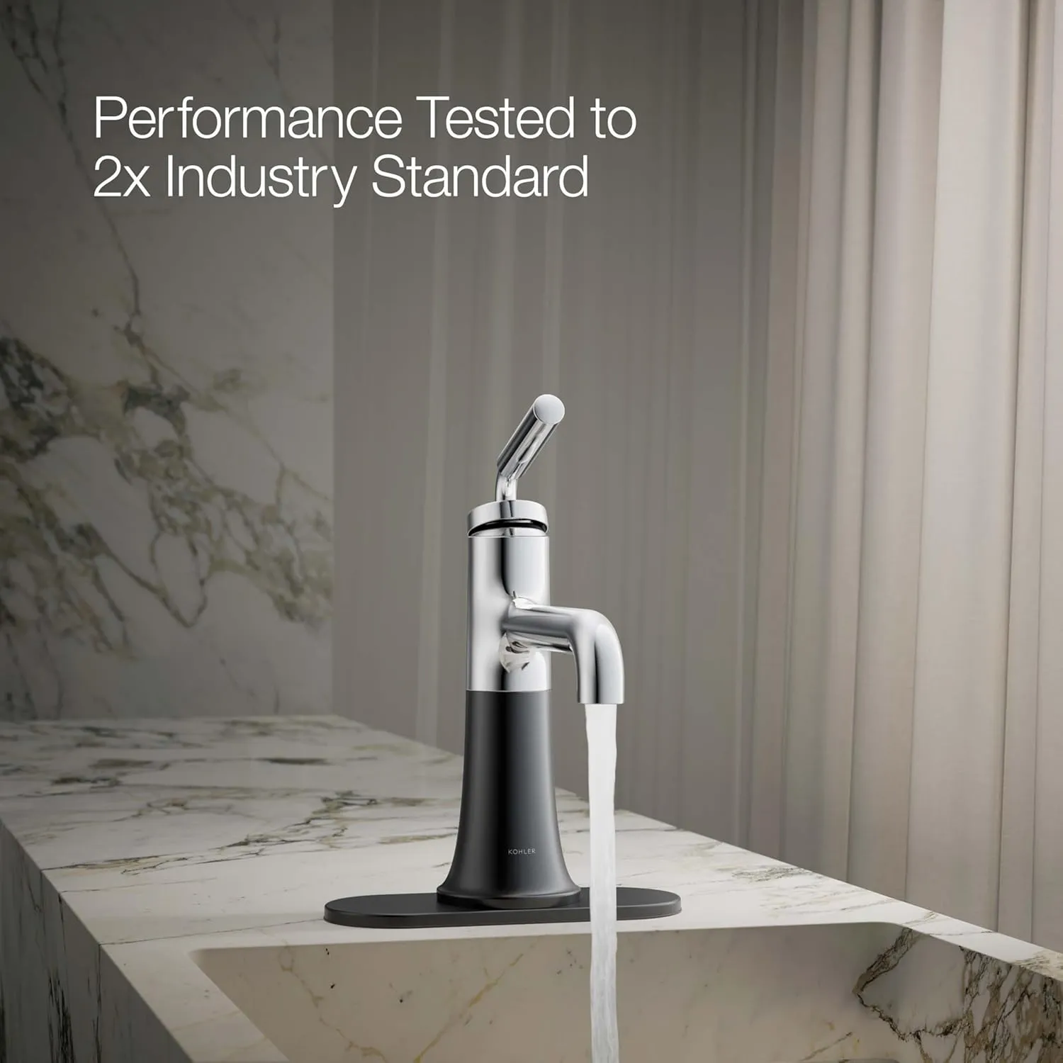 Kohler 27415-4K-CBL Tone Bathroom Sink Faucet, 1.0 gpm, Polished Chrome with Matte Black