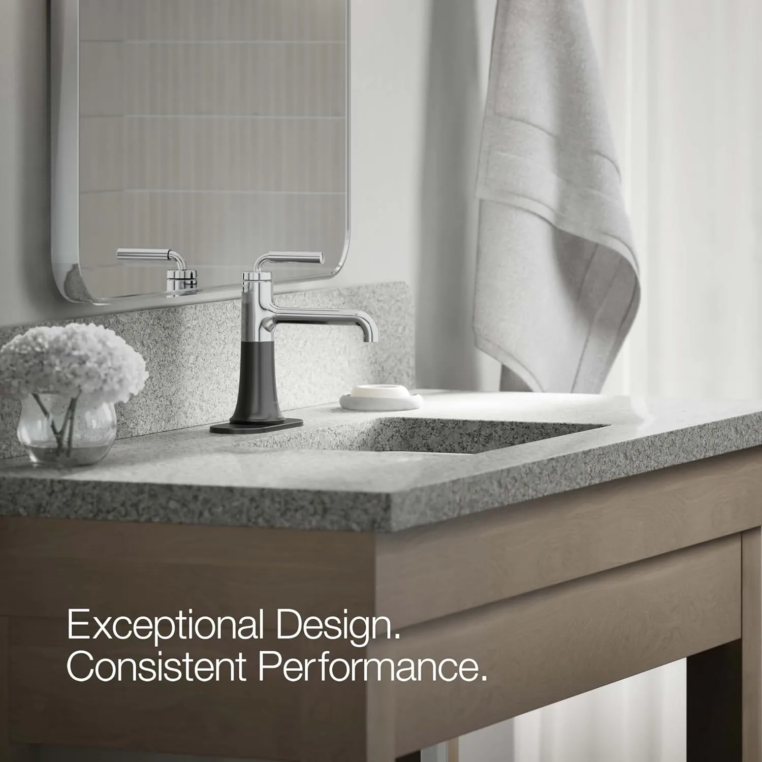 Kohler 27415-4K-CBL Tone Bathroom Sink Faucet, 1.0 gpm, Polished Chrome with Matte Black