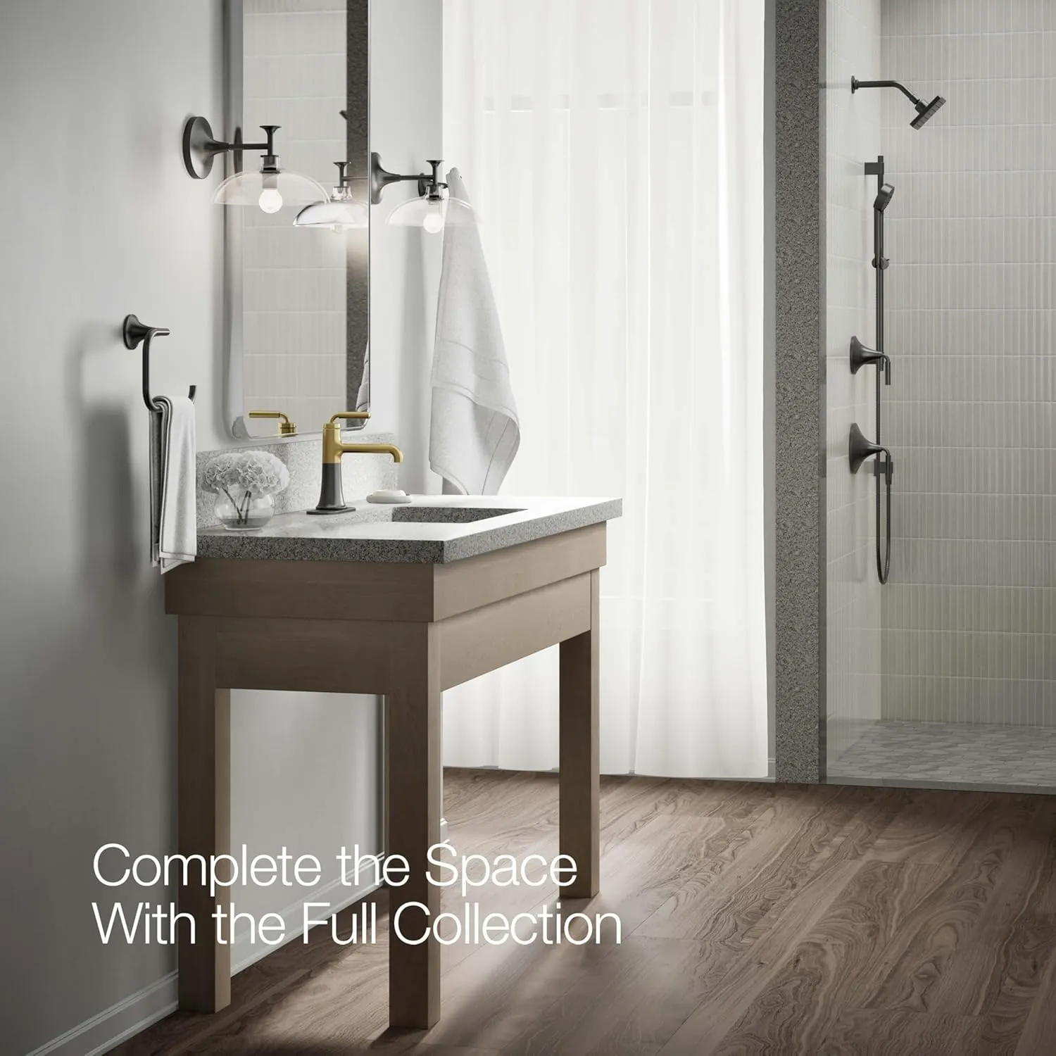 Kohler 27415-4N-BMB Tone Bathroom Sink Faucet, 0.5 gpm, Matte Black/Moderne Bronze