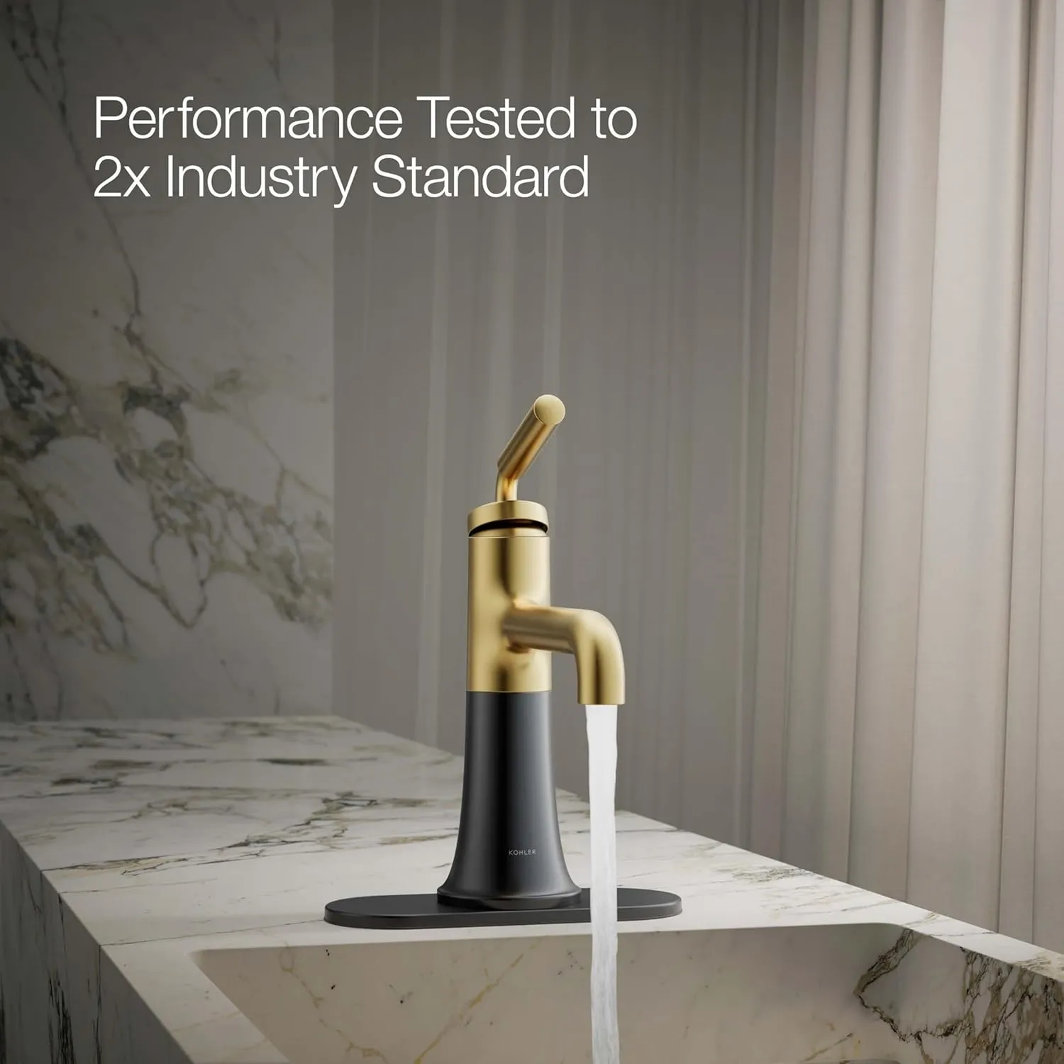 Kohler 27415-4N-BMB Tone Bathroom Sink Faucet, 0.5 gpm, Matte Black/Moderne Bronze