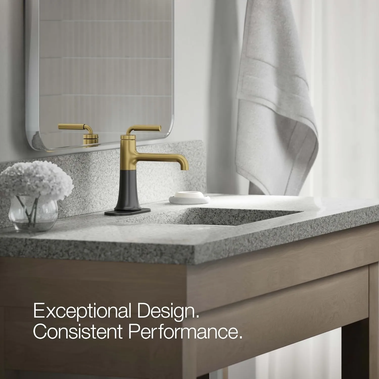 Kohler 27415-4N-BMB Tone Bathroom Sink Faucet, 0.5 gpm, Matte Black/Moderne Bronze