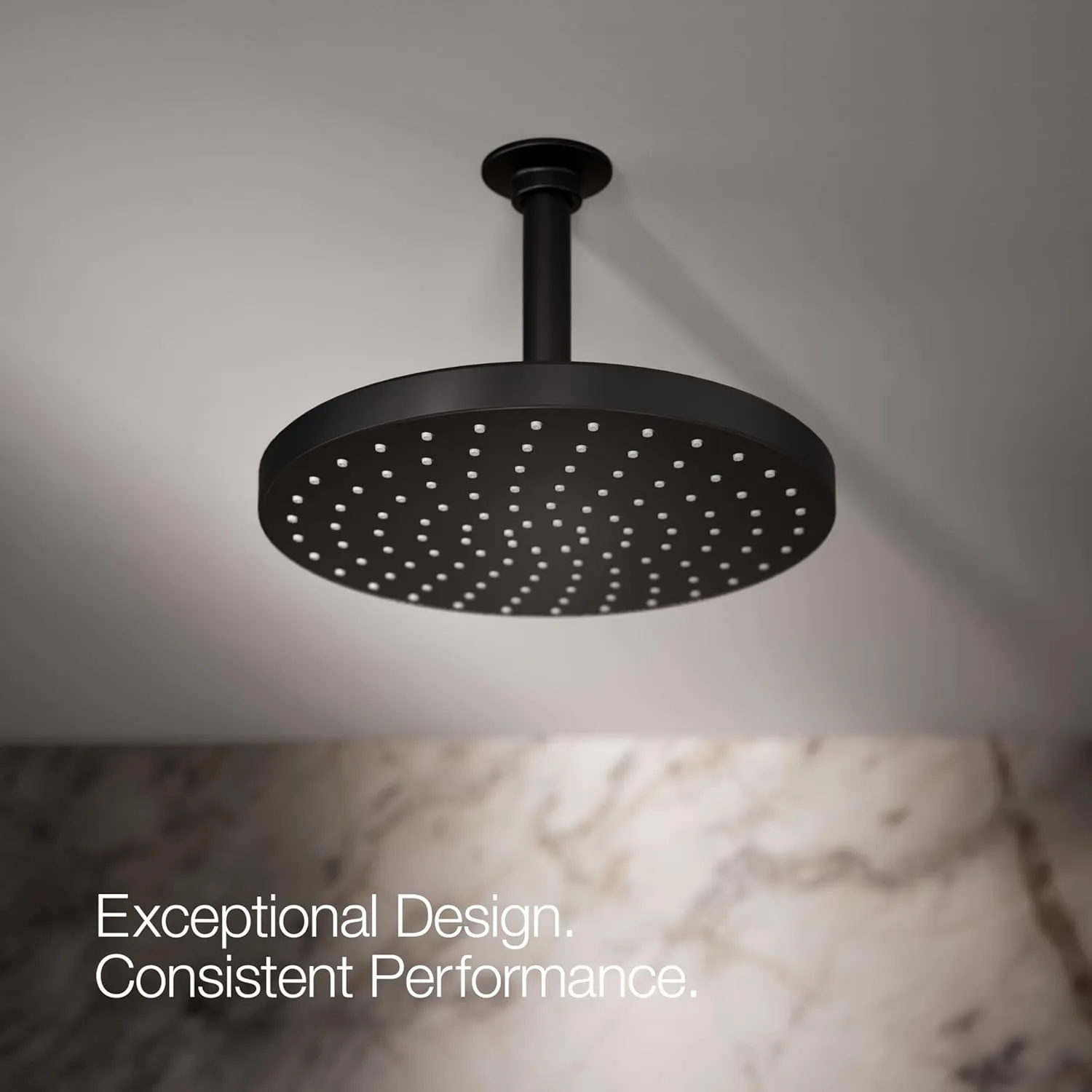 KOHLER 76465-G-BL Awaken 10 Inch Single-Function Rain Shower Head, 10" Fixed Round Rainfall Showerhead, 1.75 GPM, Matte Black