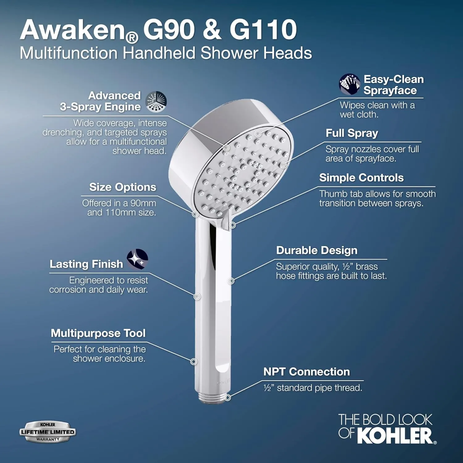 KOHLER AWAKEN® G110 MULTIFUNCTION HANDSHOWER