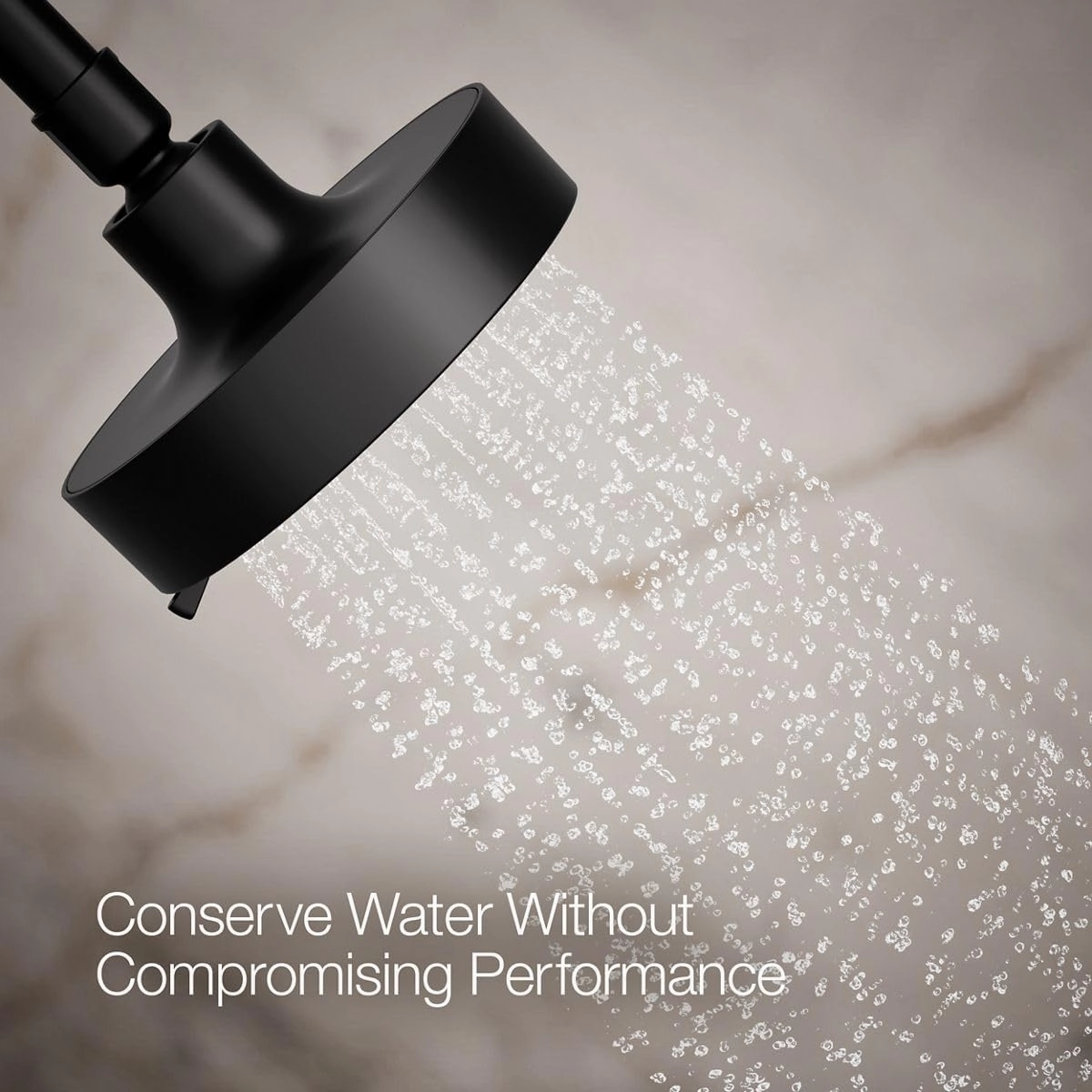 KOHLER 22170-BL Purist Three-Function SHOWERHEAD, Three Distinct Sprays with Easy-to-clean Surface & Accessible Thumb Tab, Matte Black, 2.5 GPM